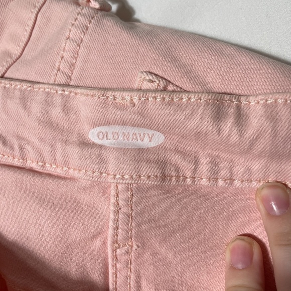Old Navy light pink denim button up jean skirt sz. 10 with frayed hem - Picture 3 of 8